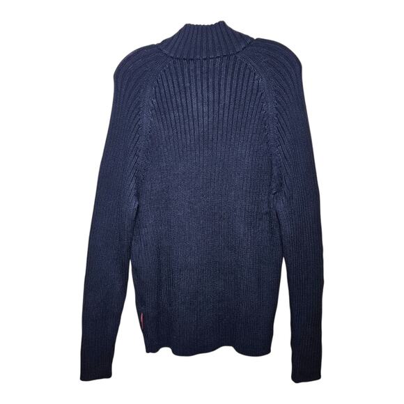 ABERCROMBIE & FITCH Men XL Sweater Muscle Ribbed 1/4 Zip Y2K Navy Red Preppy 46" - Picture 8 of 8